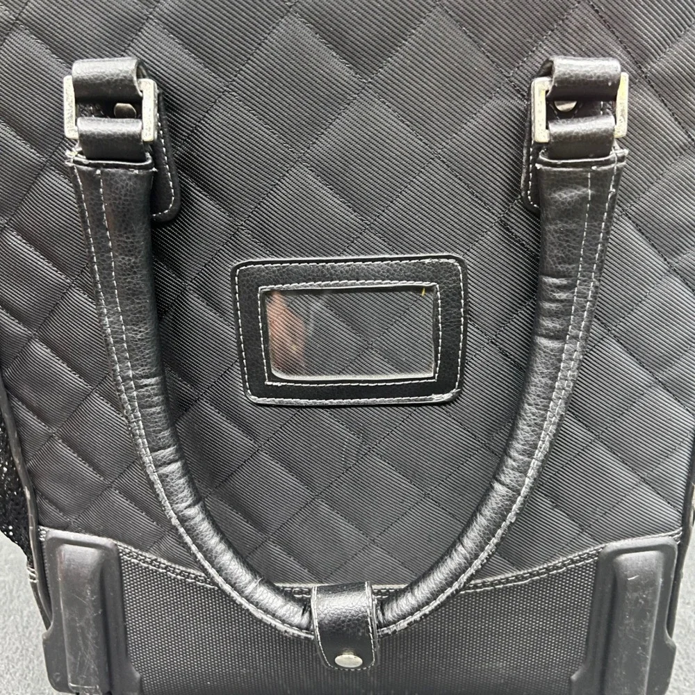 Bugatti Rolling Carry On Briefcase Laptop Travel Quilted Black